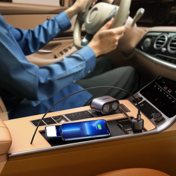 Ugreen CD252 Car Charger Splitter USB-A/USB-C PD/QC univerzális autós szivargyújtó töltő és elosztó, 216W, fekete