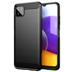   Carbon Case Flexible Samsung Galaxy A22 5G hátlap, tok, fekete