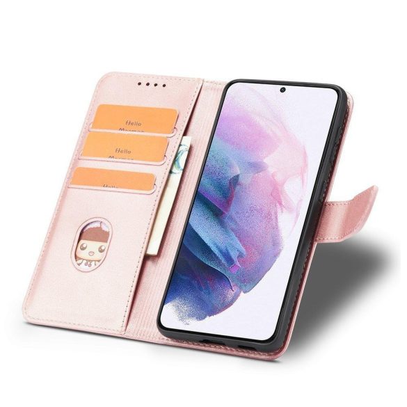 Smart Elegant Samsung Galaxy S22 Ultra oldalra nyíló tok, rózsaszín