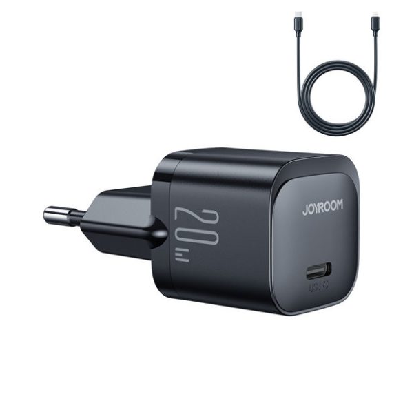 Joyroom JR-TCF02 USB-C hálózati töltő, gyorstöltő, USB-C/Lightning kábellel, 20W, fekete