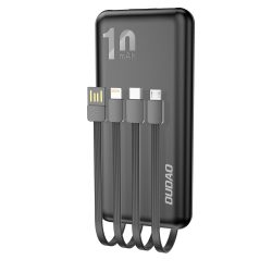   Dudao K6Pro Universal Powerbank, hordozható külső akkumulátor USB-A/USB-C, USB-A/USB-C/Micro-USB/Apple lightning kábellel, 10000 mAh, fekete