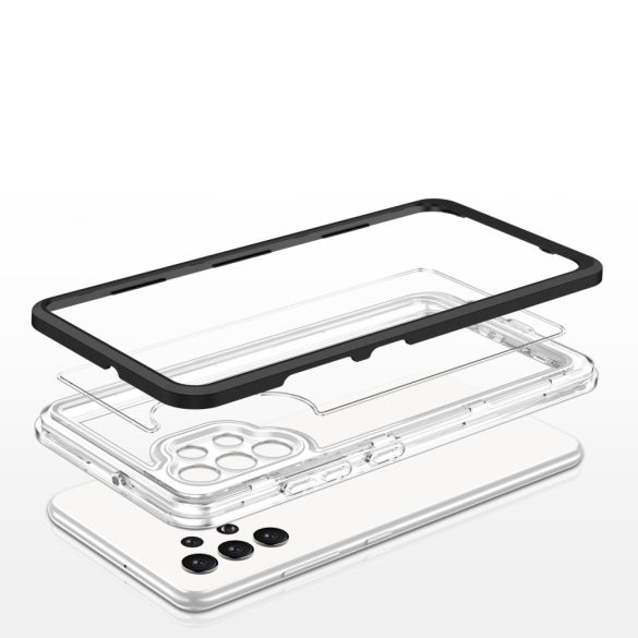 Clear 3in1 Case Samsung Galaxy A32 5G ütésálló hátlap, tok, fekete