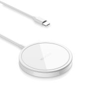   Dux Ducis C5 Wireless Charger Qi, MagSafe kompatibilis vezeték nélküli töltő, 15W, ezüst