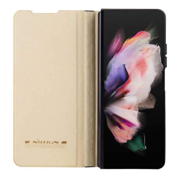 Nillkin Qin Leather Pro Samsung Galaxy Z Fold 4 oldalra nyíló tok, arany