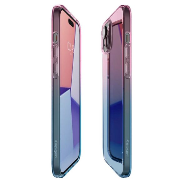 Spigen Liquid Crystal Gradiation iPhone 15 hátlap, tok, kék-rózsaszín