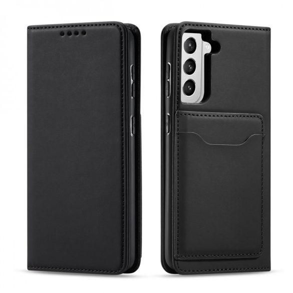 Magnet Card Case for Samsung Galaxy S22 Plus oldalra nyíló tok, fekete