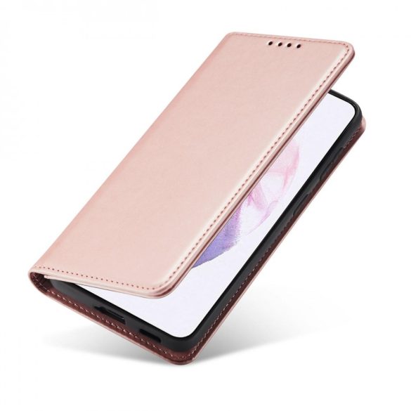 Magnet Card Case for Samsung Galaxy S22 Plus oldalra nyíló tok, rózsaszín