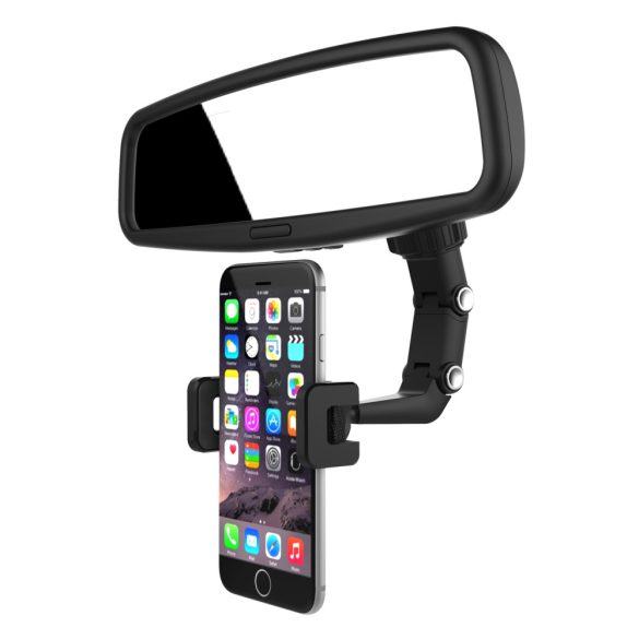Adjustable Car Rearview Mirror Holder visszapillantóra szerelhető autós telefontartó, fekete