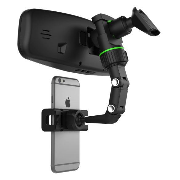 Adjustable Car Rearview Mirror Holder visszapillantóra szerelhető autós telefontartó, fekete-zöld