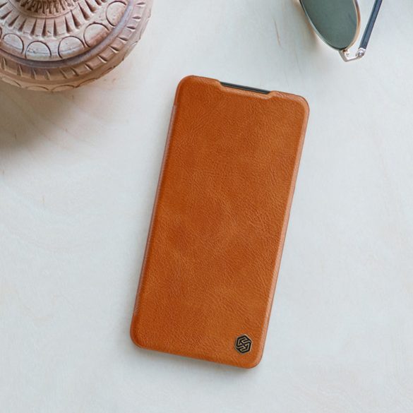 Nillkin Qin Leather Leather Case A14 4G / Galaxy A14 5G oldalra nyíló hátlap, tok, barna