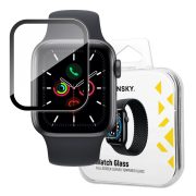   Wozinsky Apple Watch 4/5/6/SE (44mm) Hybrid Glass teljes kijelzős edzett üvegfólia (tempered glass), 9H keménységű, fekete