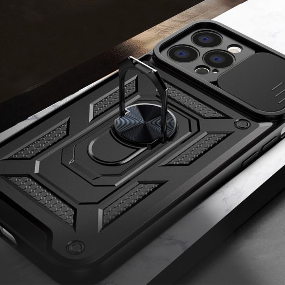 Hybrid Armor Camshield Case iPhone 14 Plus ütésálló hátlap, tok, fekete