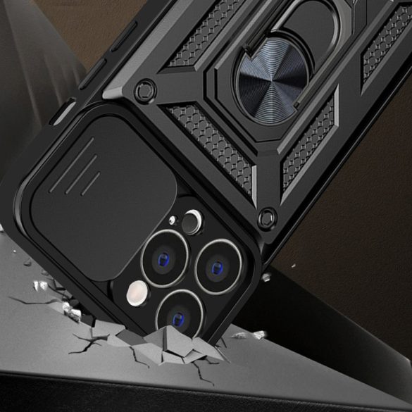 Hybrid Armor Camshield Case iPhone 14 Pro ütésálló hátlap, tok, fekete