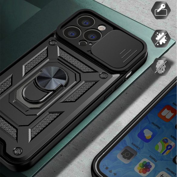 Hybrid Armor Camshield Case iPhone 14 Pro ütésálló hátlap, tok, fekete