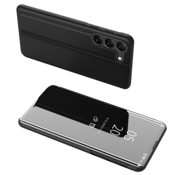 Clear View Case cover Samsung Galaxy S23 Ultra oldalra nyíló tok fekete