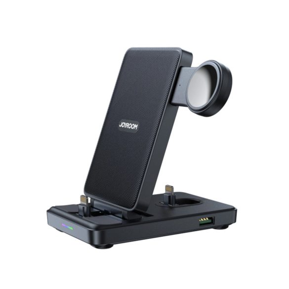 Joyroom JR-WQS02 4in1 dokkoló töltőállomás, iPhone Airpods, Apple Watch készülékekhez 4in1, összecsukható, fekete