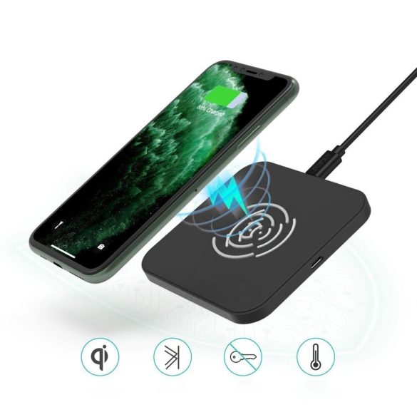 Choetech T511-S Qi Wireless charger, univerzális asztali vezeték nélküli töltő, 10W, fekete