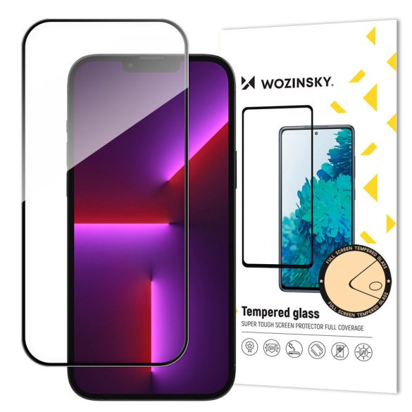 Wozinsky iPhone 15 Pro 5D Full Glue teljes kijelzős edzett üvegfólia (tempered glass), 9H keménységű, tokbarát, fekete