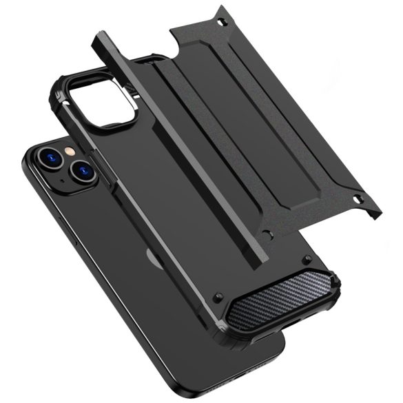 Hybrid Armor Tough Rugged iPhone 15 ütésálló hátlap, tok, fekete