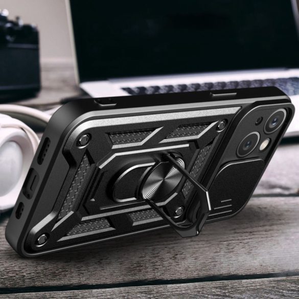 Hybrid Armor Camshield Case iPhone 15 ütésálló hátlap, tok, fekete