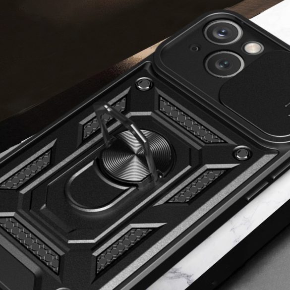 Hybrid Armor Camshield Case iPhone 15 ütésálló hátlap, tok, fekete
