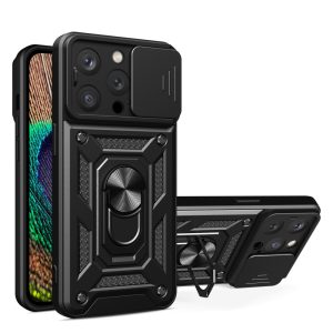 Hybrid Armor Camshield Case iPhone 15 Pro ütésálló hátlap, tok, fekete