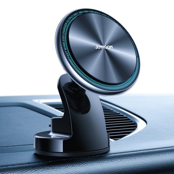 Joyroom JR-ZS290 Car Magnetic Holder Qi Wireless Induction Charger Magsafe kompatibilis vezeték nélküli töltő és tartó, műszerfalra, mágneses, 15W, ezüst