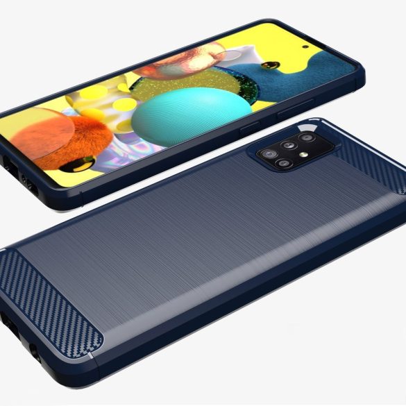 Carbon Case Flexible Samsung Galaxy A51 5G hátlap, tok, kék