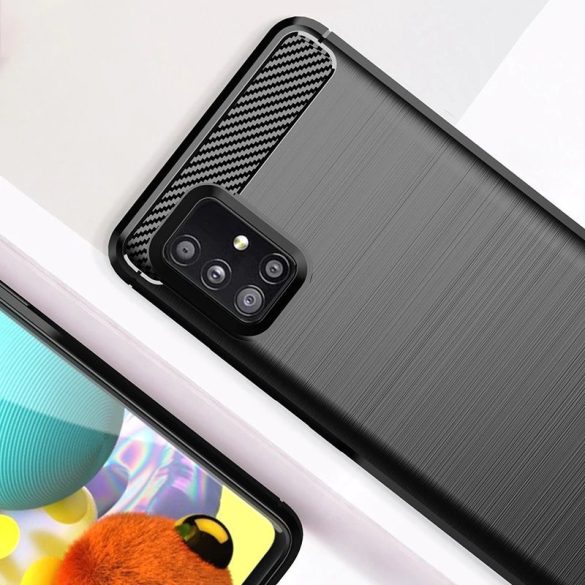 Carbon Case Flexible Samsung Galaxy A31 hátlap, tok, kék