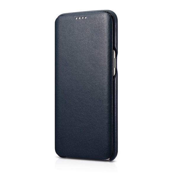 iCarer Leather Folio Samsung Galaxy S8 Plus eredeti bőr, oldalra nyíló tok, sötétkék