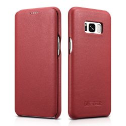   iCarer Leather Folio Samsung Galaxy S8 Plus eredeti bőr, oldalra nyíló tok, piros