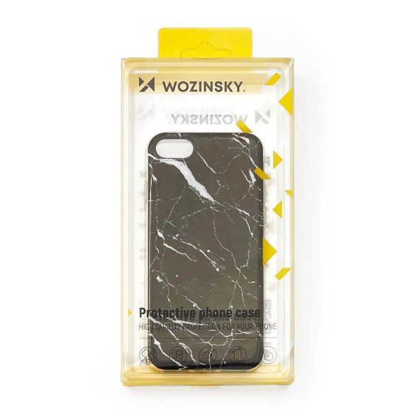 Wozinsky Marble cover iPhone 13 márvány mintás hátlap, tok, fekete
