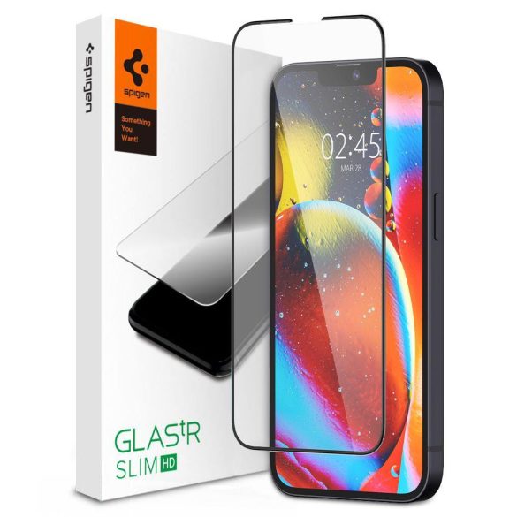 Spigen iPhone 13 Pro Max 5D teljes kijelzős edzett üvegfólia (tempered glass) 9H keménységű, átlátszó