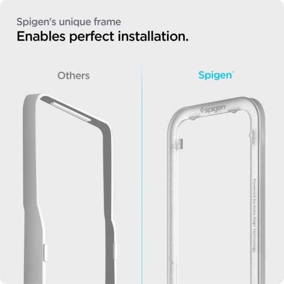 Spigen Tempered Glass iPhone 13 Pro Max 2.5.D nem teljes kijelzős üvegfólia felrakókerettel, 9H keménységű, fekete