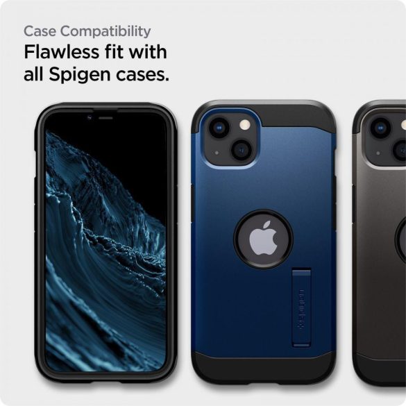 Spigen Tempered Glass iPhone 13 Pro Max 2.5.D nem teljes kijelzős üvegfólia felrakókerettel, 9H keménységű, fekete