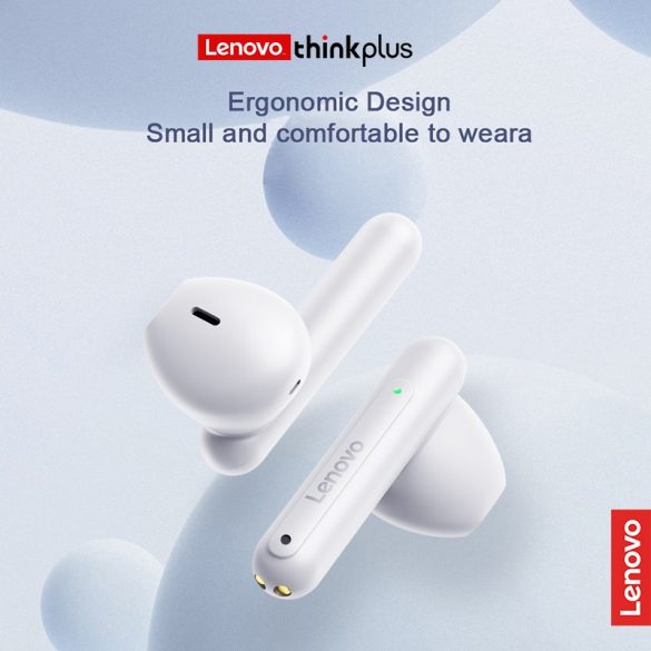 Lenovo LP1PRO Bluetooth headset akkumulátoros töltő tokkal, fehér