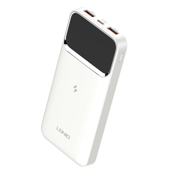 Ldnio PQ11 Powerbank, hordozható külső akkumulátor 2xUSB-A/USB-C, 10000 mAh, 22.5W, fehér