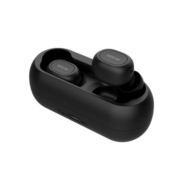 QCY T1C TWS Bluetooth headset akkumulátoros töltő tokkal, fekete