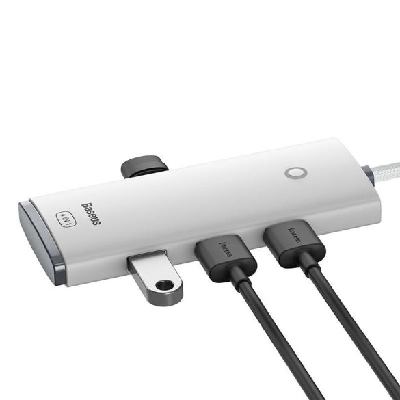 Baseus Lite Series Hub 4in1 4xUSB-A 3.0, elosztó, USB-A kábellel, 25 cm, fehér