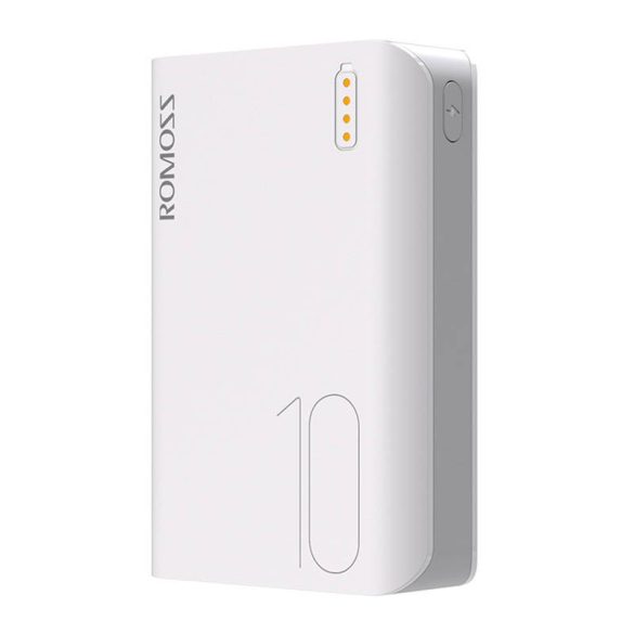 Romoss Sense 4 Mini Powerbank, hordozható külső akkumulátor 2xUSB-A/USB-C/Micro-USB, 10000 mAh, fehér