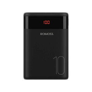 Romoss Ares 10 Powerbank, hordozható külső akkumulátor 2xUSB-A/USB-C/Micro-USB, LED kijelzővel, 10000 mAh, fekete