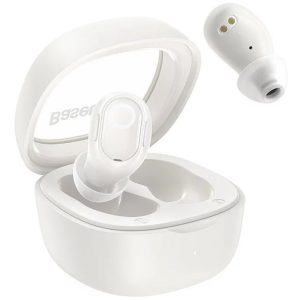 Baseus Bowie WM02 Bluetooth 5.3 Earphone, Headset, vezeték nélküli töltés funkcióval, fehér