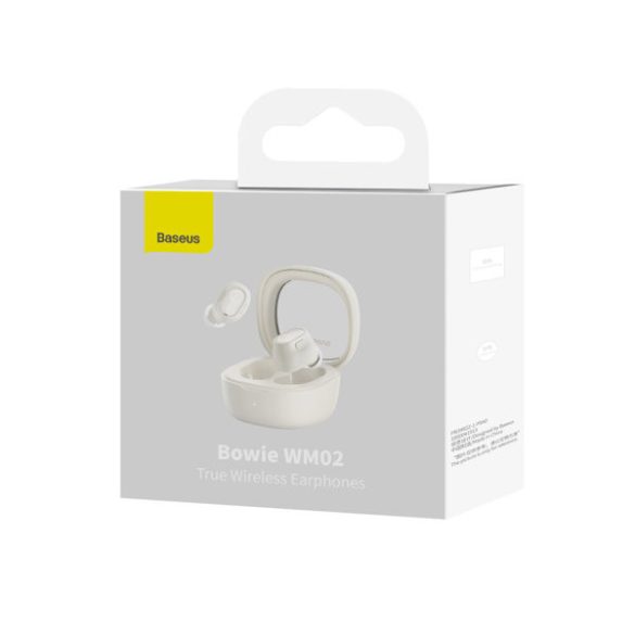 Baseus Bowie WM02 Bluetooth 5.3 Earphone, Headset, vezeték nélküli töltés funkcióval, fehér