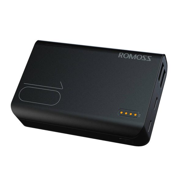 Romoss Sense 4 Mini Powerbank, hordozható külső akkumulátor 2xUSB-A/USB-C/Micro-USB, 10000 mAh, fekete