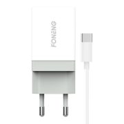   Foneng K210 Fast Charger USB-A hálózati töltő adapter USB-C kábellel, gyorstöltő, 2.1A, fehér