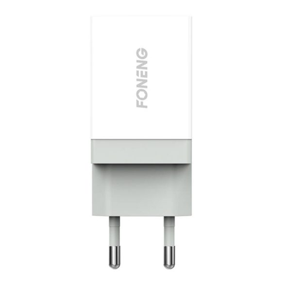 Foneng K210 Fast Charger USB-A hálózati töltő adapter USB-C kábellel, gyorstöltő, 2.1A, fehér