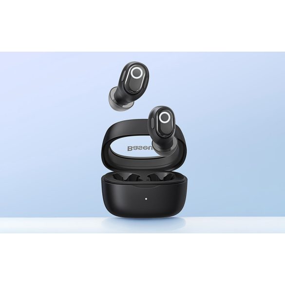 Baseus Bowie WM02 Bluetooth 5.3 Earphone, Headset, vezeték nélküli töltés funkcióval, fekete