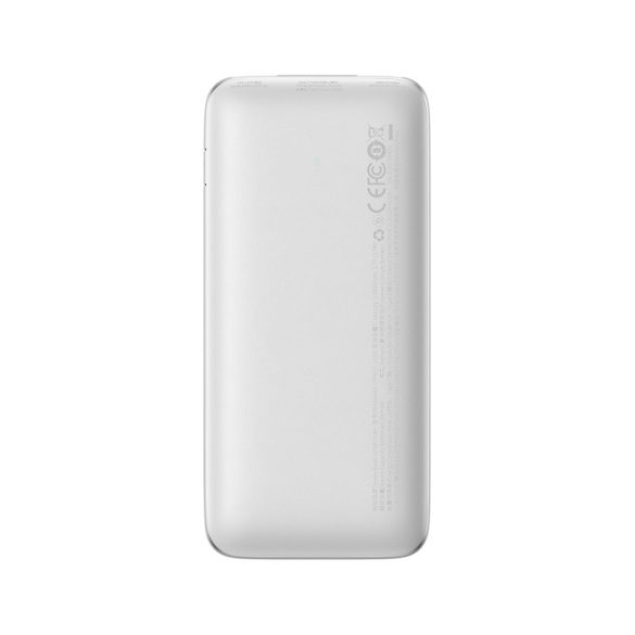 Baseus PPBD040202 Bipow Pro Power Bank, hordozható külső akkumulátor 2xUSB-A/USB-C kábellel, 10000 mAh, 20W, fehér