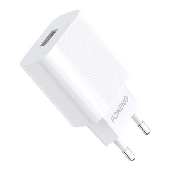 Foneng EU28 Fast Charger, QC3.0, USB-A hálózati töltő adapter USB-C kábellel, gyorstöltő, 2.4A, fehér