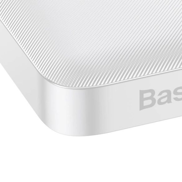 Baseus Bipow Powerbank, hordozható külső akkumulátor 2xUSB-A/USB-C/Micro-USB, LED kijelzővel, 10000 mAh, 15W, fehér